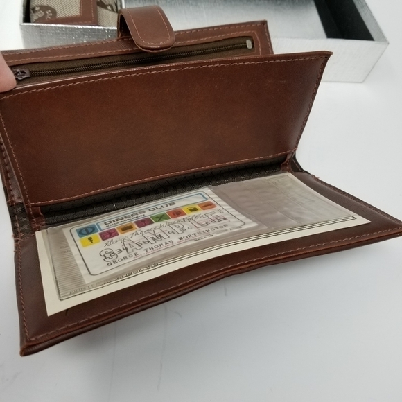 Winston Boxed Set Clutch Purse Wallet Key Case Astrology Leo Lion Check Y2K - Picture 8 of 10